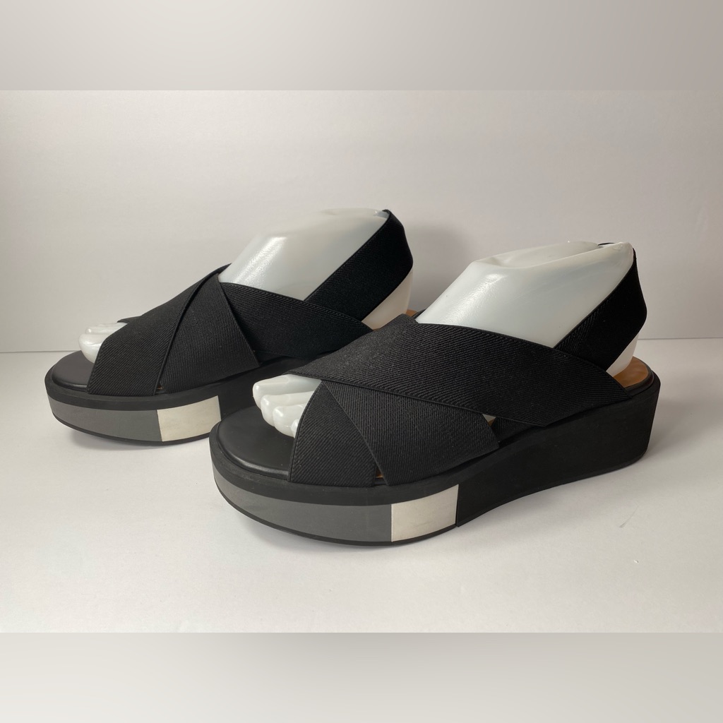 Robert Clergerie Stretch Crossover Platform Sandals Black 39